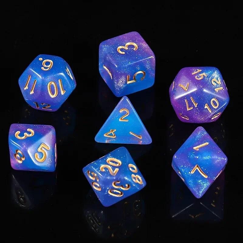 New Star Sky Style Illusion Color 4/6/8/10/12/20 Polyhedral Dice for DND TRPG Party Entertainment Dice Set Board Game Supplies