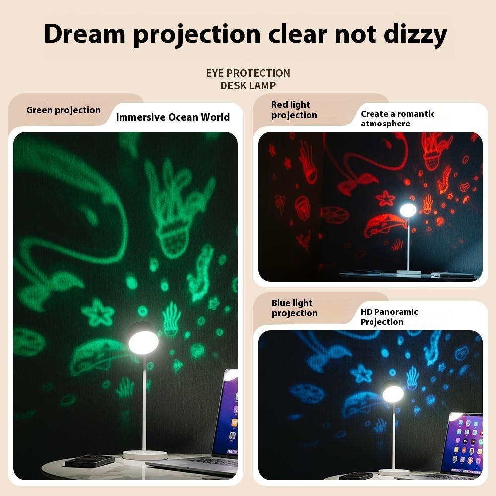 

D10 Detachable Magnetic Desk Lamp Ocean World Projection Table Light with Phone Wireless Charging Function A
