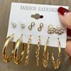 IF ME Korean Butterfly Pearl Stud Earrings Set Fashion Geometry Zircon Hoop Earring Women Jewelry Accessories