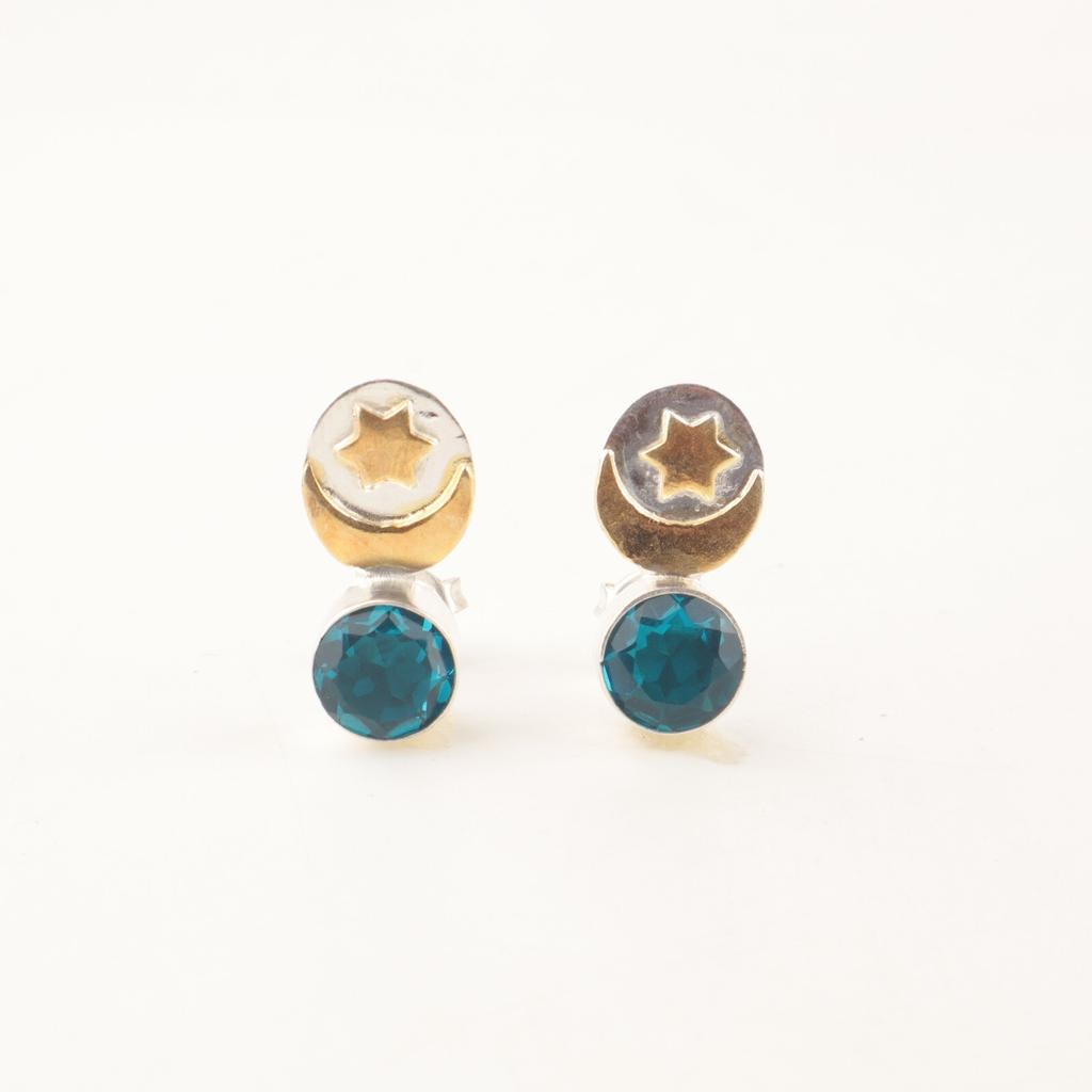 Apatite Gemstone 925 Sterling Silver Jewelry Stud Earrings 0.8" Gift For Mother EE-141-9