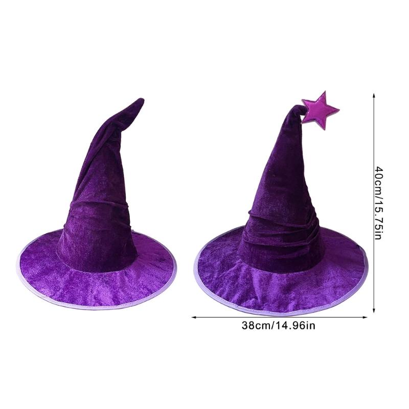 Elegant Witch Hat Soft And Nonwoven Fabric Folded Design Wizard Hat For Halloween Costumes Parties Hats 2pcs