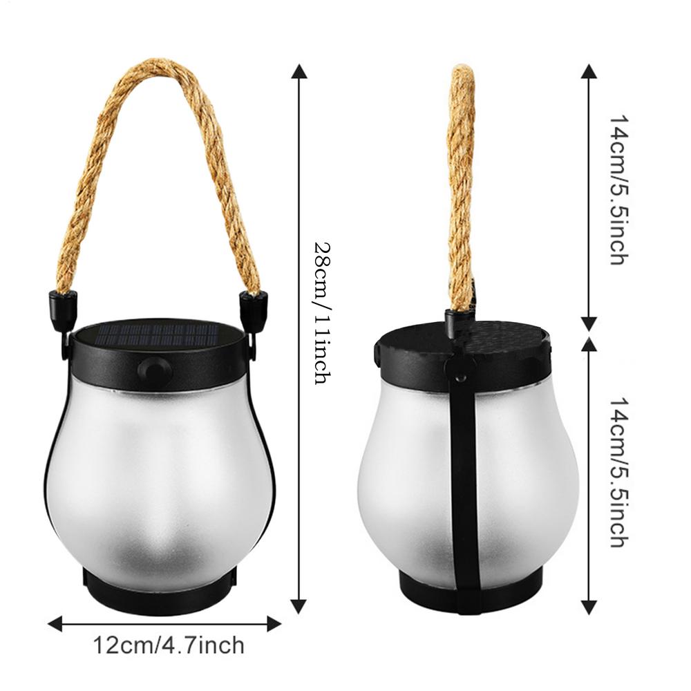 Solar Flame Lights Solar Powered Garden Lantern Flickering LED Light Decorative Yard Decor with Rope Rechargeable Camping Lamp