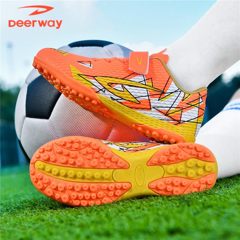 DELHI Unisex Children s No-Tie Non-Slip Football Shoes with Studded Rubber Sole 38 оранжево-золотой