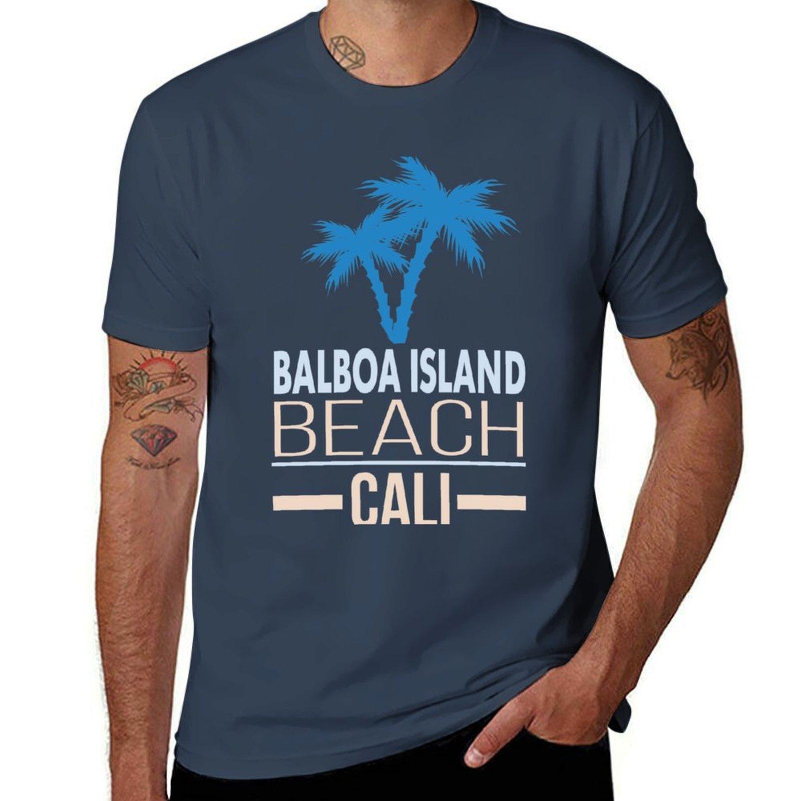 Футболка с графическим принтом Balboa Island Beach California с пальмами мужская хлопковая футболка S