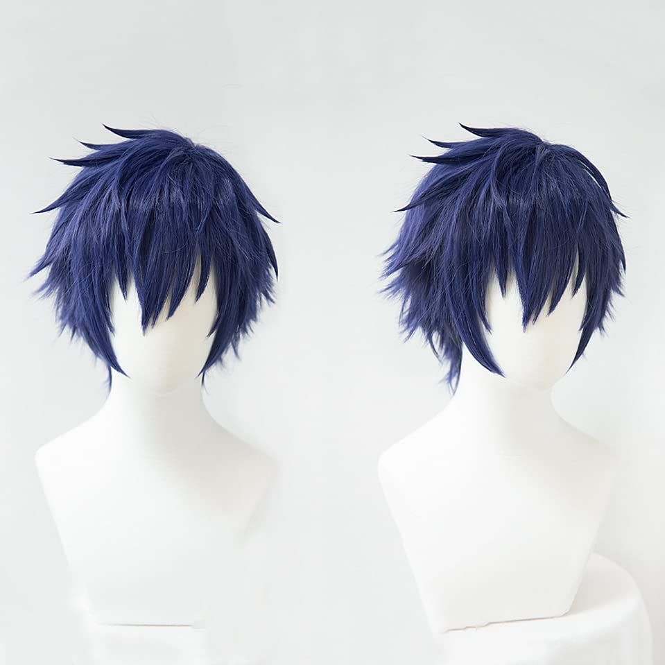 Jun Sazanami Cosplay Wig with Net, Heat-Resistant Blue Wig, Perfect for Halloween, Events, and Cosplay
