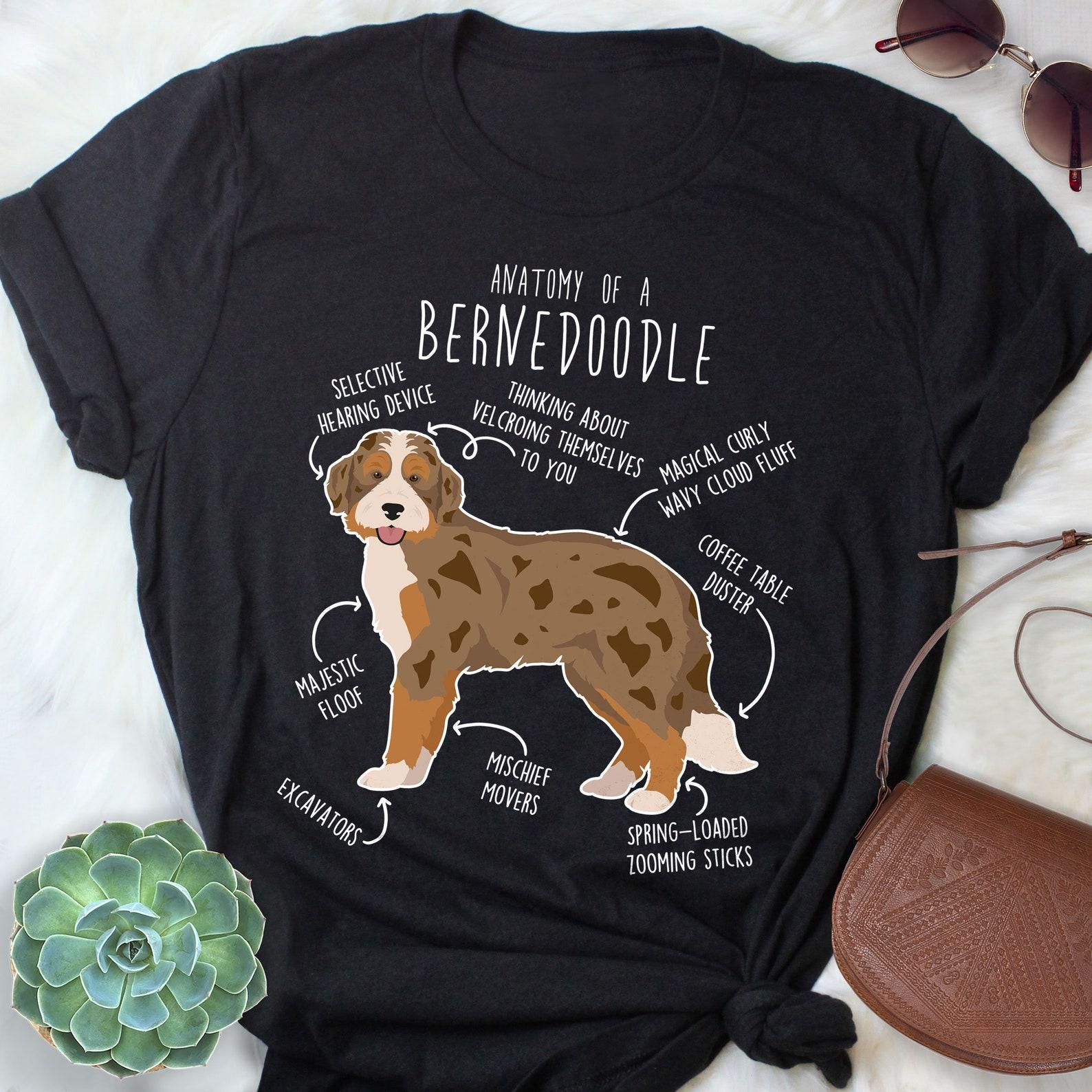 Bernedoodle Shirt, Chocolate Merle Bernedoodle Dog Lover Gift, Funny Cute Doodle T-shirt Poodle Mix Cross Tshirt Mom Dad Red Merle 100