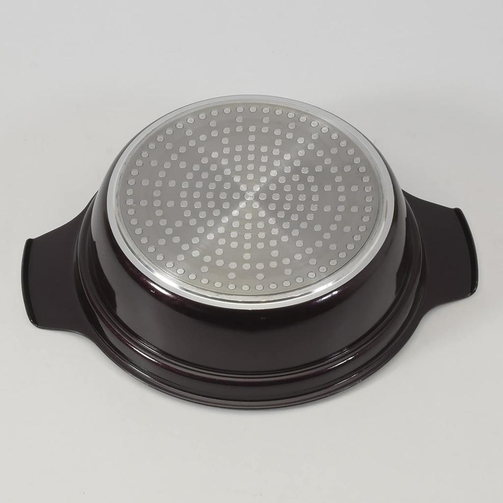 Bestco Tabletop IH with Glass Wine Red Ceramic Bistro Carole Pot, Two-handed Pot, 16cm, Lid, NQ-0051