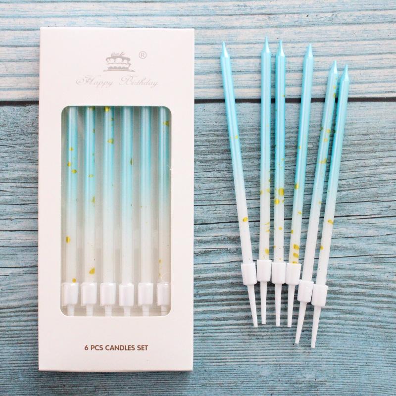Ins Style Gradient Gold Dot Candle Birthday Romantic Party Pink Blue Boxed Pencil Long Pole Atmosphere Candle
