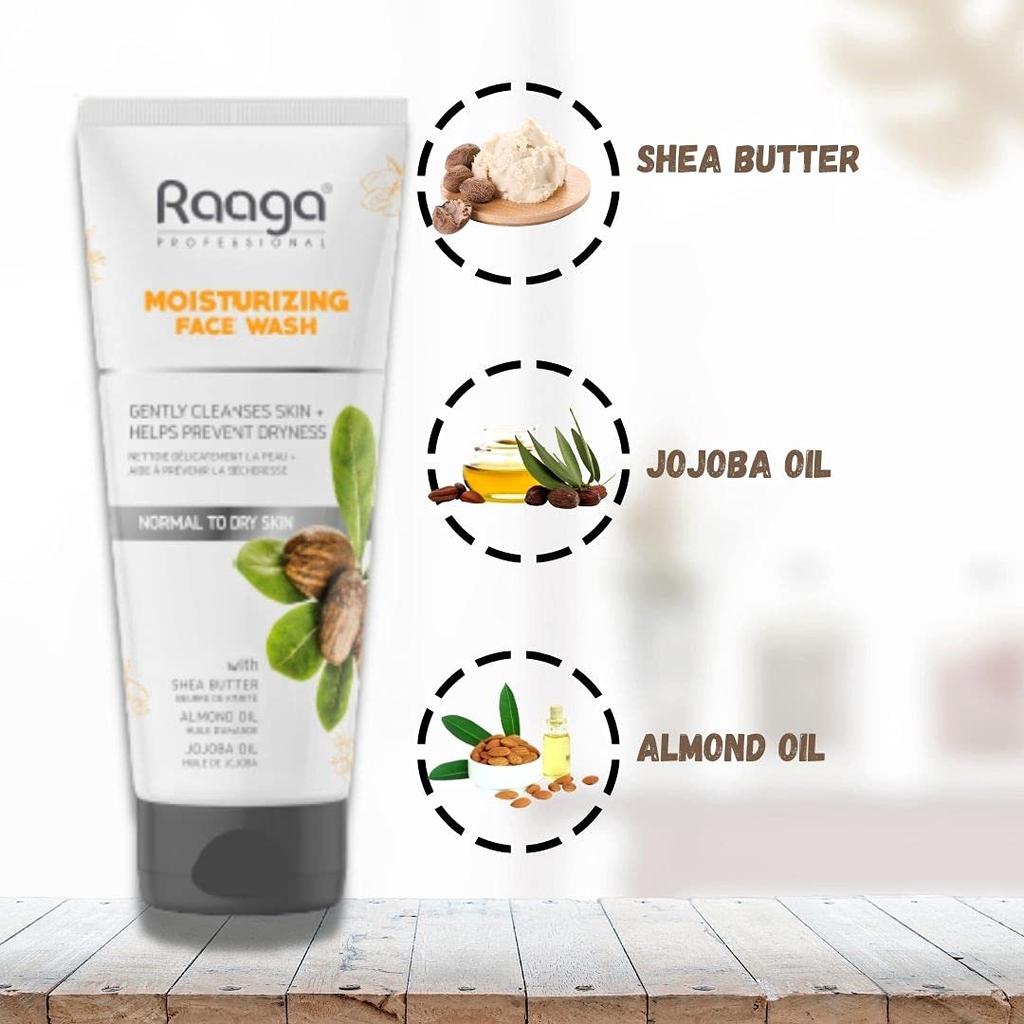 Raaga Professional Moisturizing Facewash 80ml Pack of 1 for Normal To Dry Skin with Shea Butter and Oils
