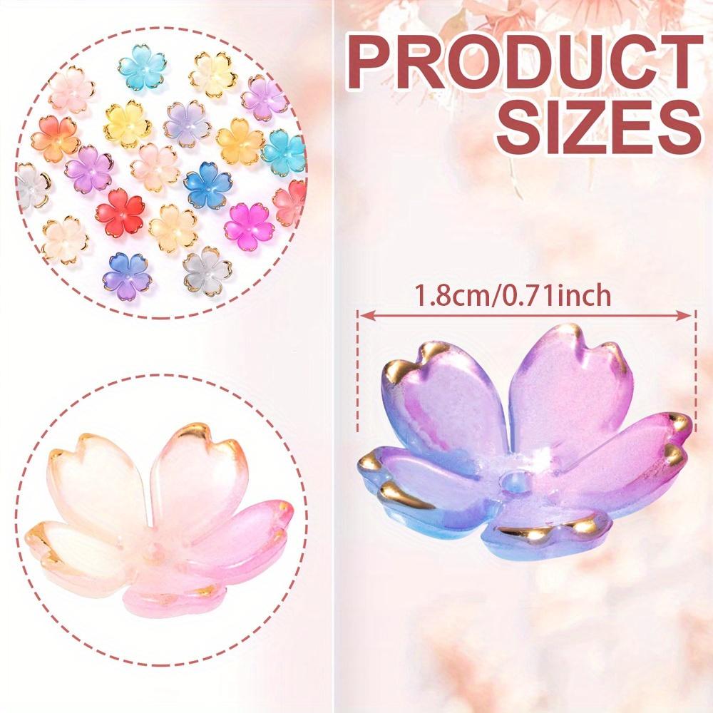 25/55/105pcs Acrylic Cherry Blossom Beads, Flower Shaped Spacer Beads, Five Petal Flower Beads DIY Summer Beach Ankle Bracelet Earrings Keychain
