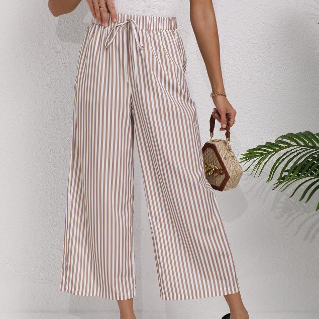 

Women s Plus Size High Waist Slimming Striped Wide Leg Commuter Pants L