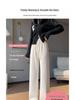 Women's High-Waisted Black Fleece-Lined Floor-Length Pants - 145cm, Straight-Leg/Narrow/Wide-Leg, Autumn/Winter, Petite 150