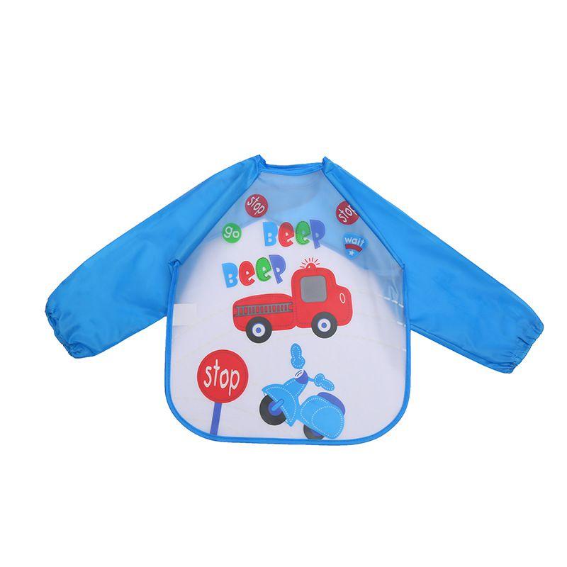 Cute Waterproof Cartoon Baby Feeding Apron With Long Sleeves For Toddler Weaning