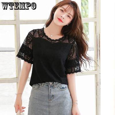 Kant Dames T-shirt Sexy Streetwear Mode Korte Mouw Shirt Y2K Casual Top Vintage Veelzijdige Dameskleding