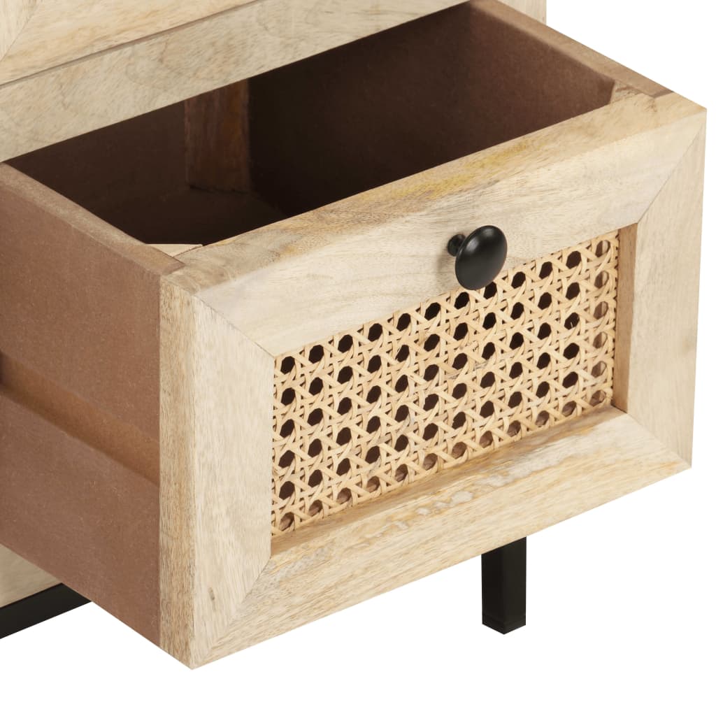 Sideboard 60x35x70 cm Solid Mango Wood and Wicker