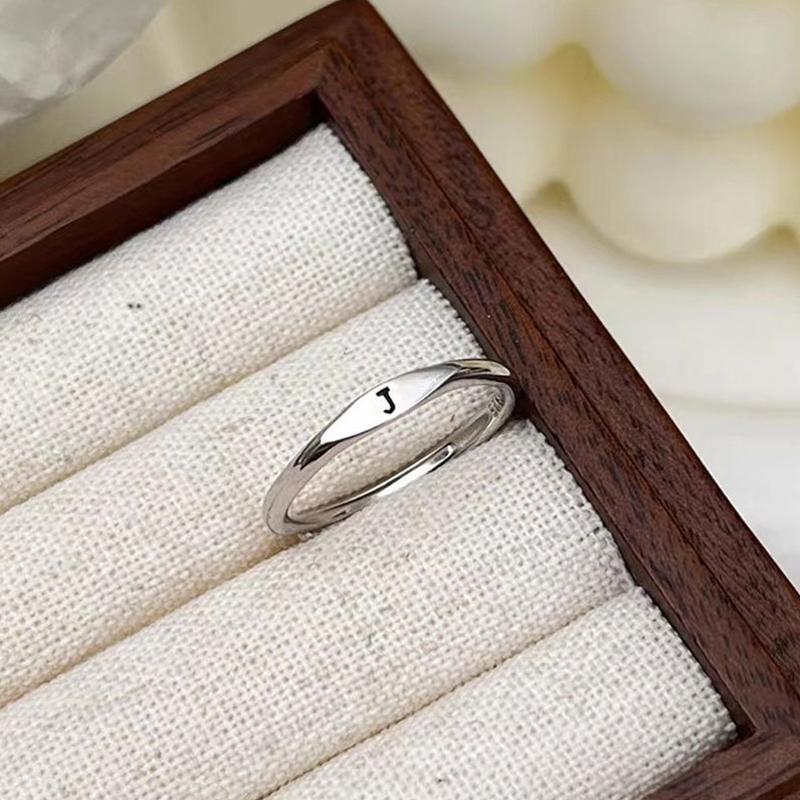 Silberner Koreanischer 26 Buchstaben A-Z Offener Ring Herren und Damen Ring Partnergeschenk Schmuck