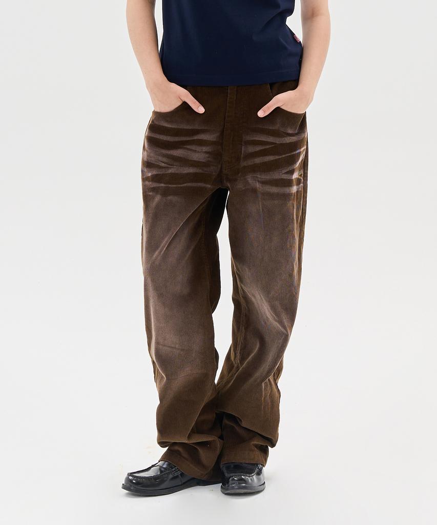 AECA Vintage Washing Coduroy Wide Pants-Brown