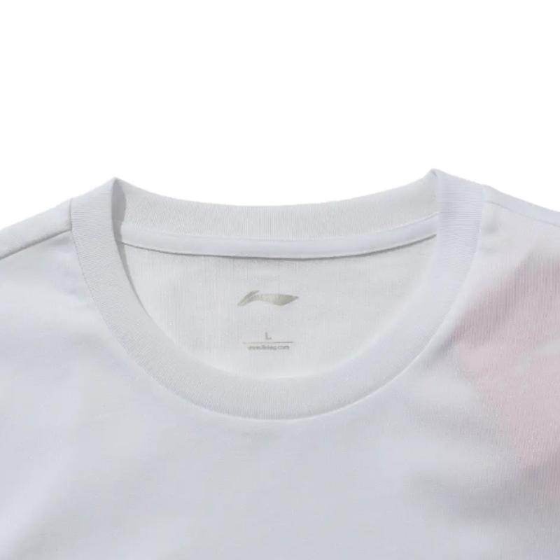 Li Ning Basketball Print Round Neck Pullover Short Sleeve T-Shirt Fashion Loose Versatile Shorts Casual Sports Suit AHST467-1+YKSV197-2