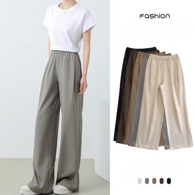 High Waisted Suit Pants Slim Floor Length Straight Leg Pants for Women Wide Leg Low Saturation Loose Drape Casual Pants
