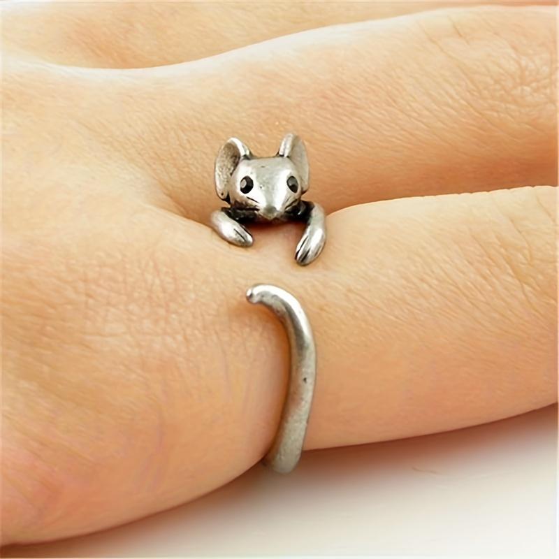 

[Adjustable Ring For Creative Design] Adorable Mouse-shaped Adjustable Ring For Creative Design, Animal-themed Parties, And Casual Jewelry Adjustable Opening