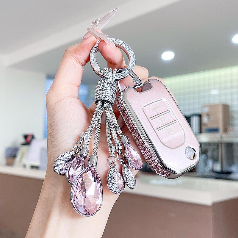 Premium Women's Car Key Case for Honda Accord, Civic, CR-V, Fit, Odyssey, Vezel, Lingpai, and XR-V