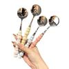 Elegant Stainless Steel Pearl Handle Dessert & Rice Spoon with Plastic Grip