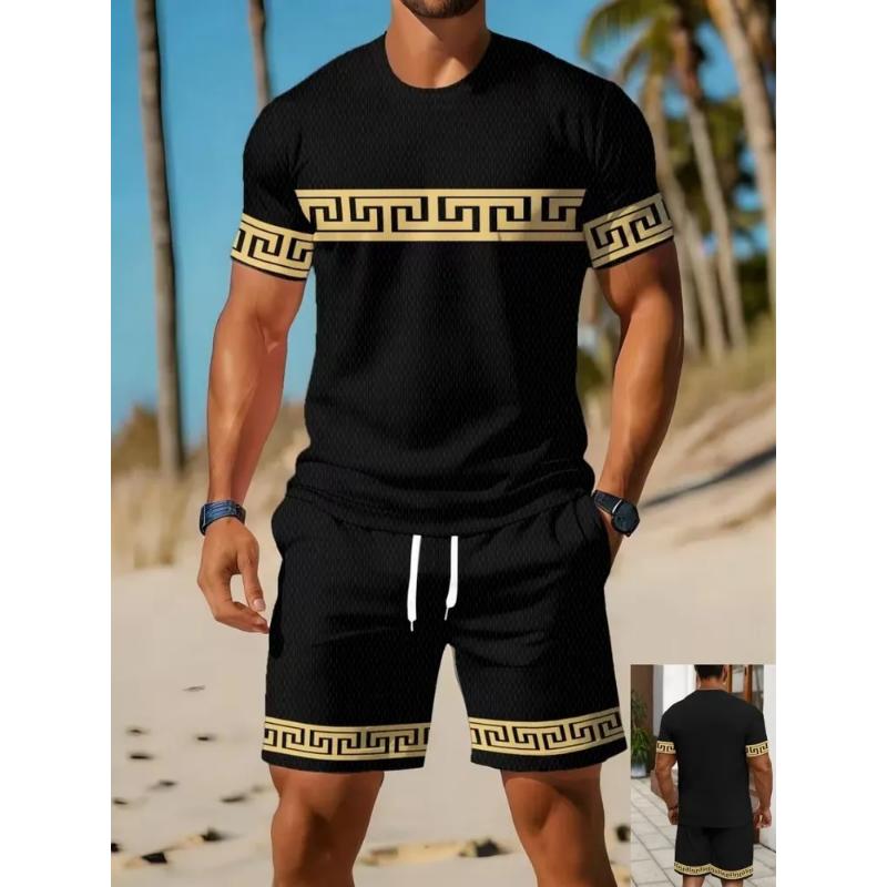 Modisches Lässiges Herrenanzug 3D Lässiger Farbdruck Sommer T-Shirt Shorts Einfach