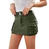 Damen Mode Street Style Cargo Minirock mit mehreren Taschen Hohe Taille Knopfverschluss Lässige Arbeitskleidung Unterteile