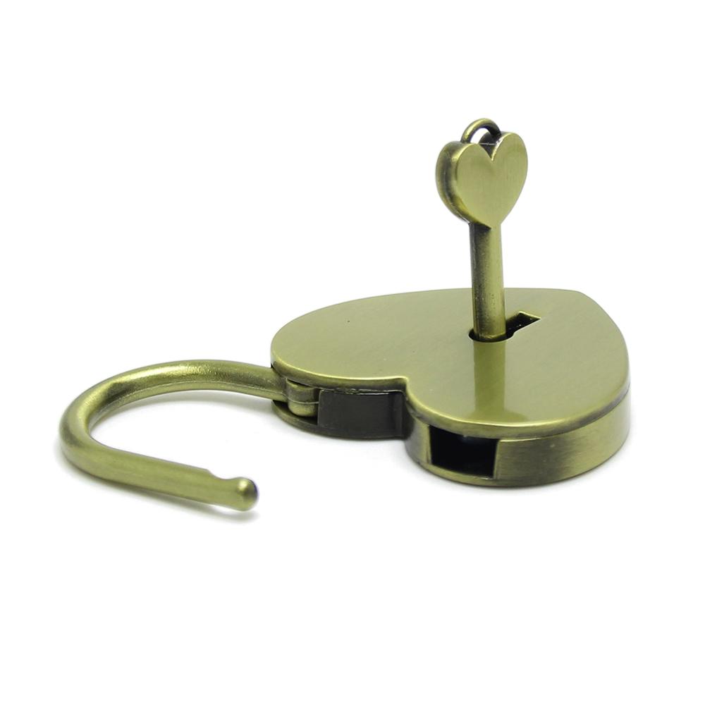 Heart Lock Vintage Metal Padlock Luggage Bag Suitcase Box Lock With Key Wedding Lover Diary Book Handbag Lock Promotion Gifts