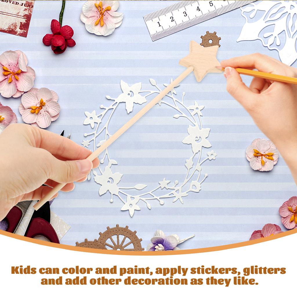 3 Pcs Wooden Fairy Unfinished Toys Blank Kids Performance Props Diy Crafts Sticks Star Wand Fairy Wands For Sewing Wood Diy