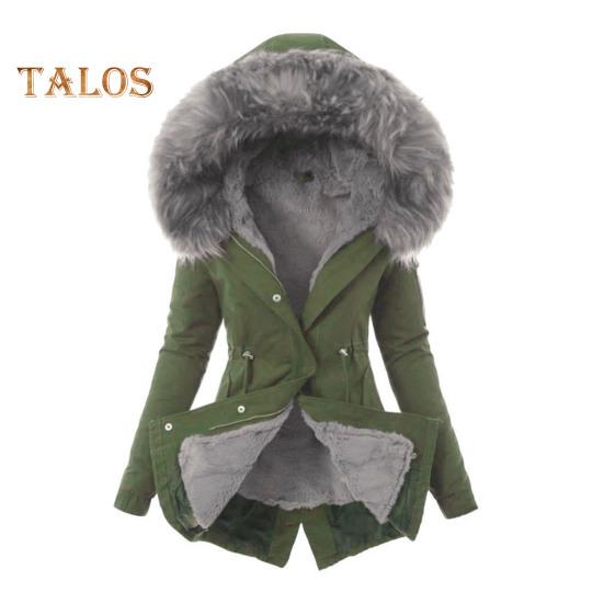 Zimní péřový kabát Polstrovaný s chlupatou kapucí a kapsami Zapínání na zip Parka Větruodolná Udržování tepla Denní svrchní bunda za chladného počasí