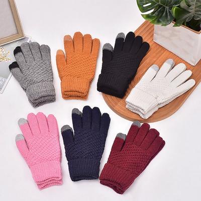 Winterhandschuhe für Damen Elastische Touchscreen-Warme Handschuhe Thermische Strick-Fleecegefütterte Handschuhe für Kaltes Wetter