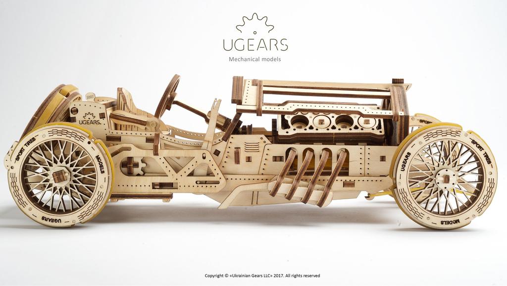Ugears U-9 Grand Prix Car 70044 Wooden Puzzle Car for Adults, No Glue or Tools Required