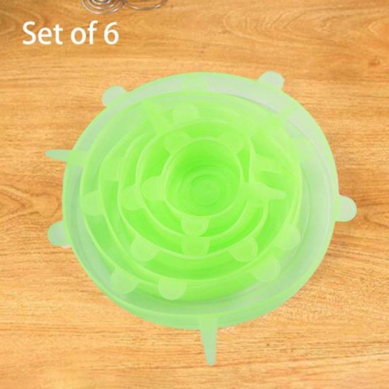 6Pcs Silicone Food Covers Bowl Lids Kitchen Gadgets Strong Stability Dust-proof Fresh-keeping Food Grade Multifunction Flexible