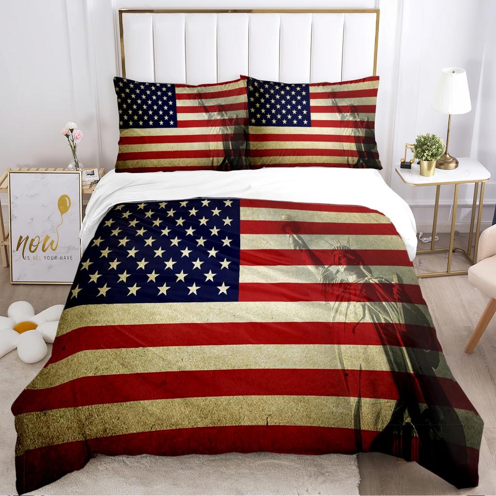 US UK National Flag Digital Polyest Duvet Cover Bedding Sets Soft Quilt Cover and Pillowcases for Teens Single/Double/Queen/King