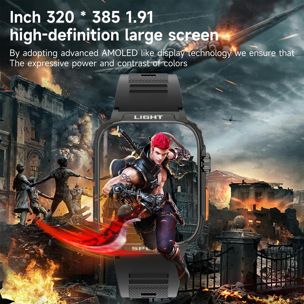 LIGE Nowy inteligentny zegarek Bluetooth Call 1,91-calowy ekran HD Sport Fitness Męski inteligentny zegarek Outdoor Sport Latarka P5 Smart Watch