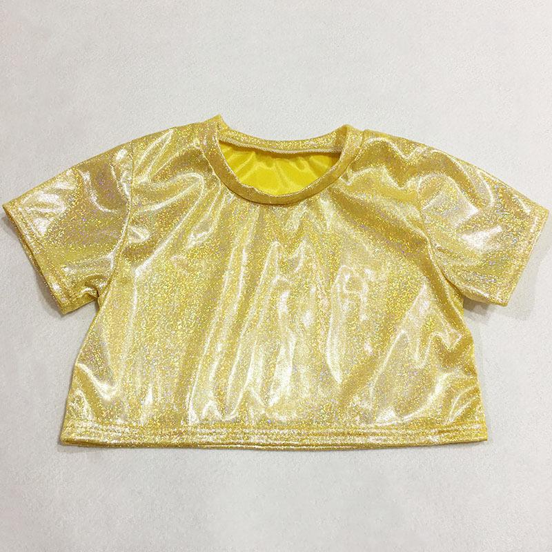 Top Scurt Copii Strălucitor cu Paiete - Mânecă Scurtă Decupat Elastic