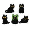 2-8pcs/set Cute Cat Enamel Pins Cartoon Big Eyes Black Kitties with Knife Animal Brooches Lapel Badge Jewelry Gifts For Friends