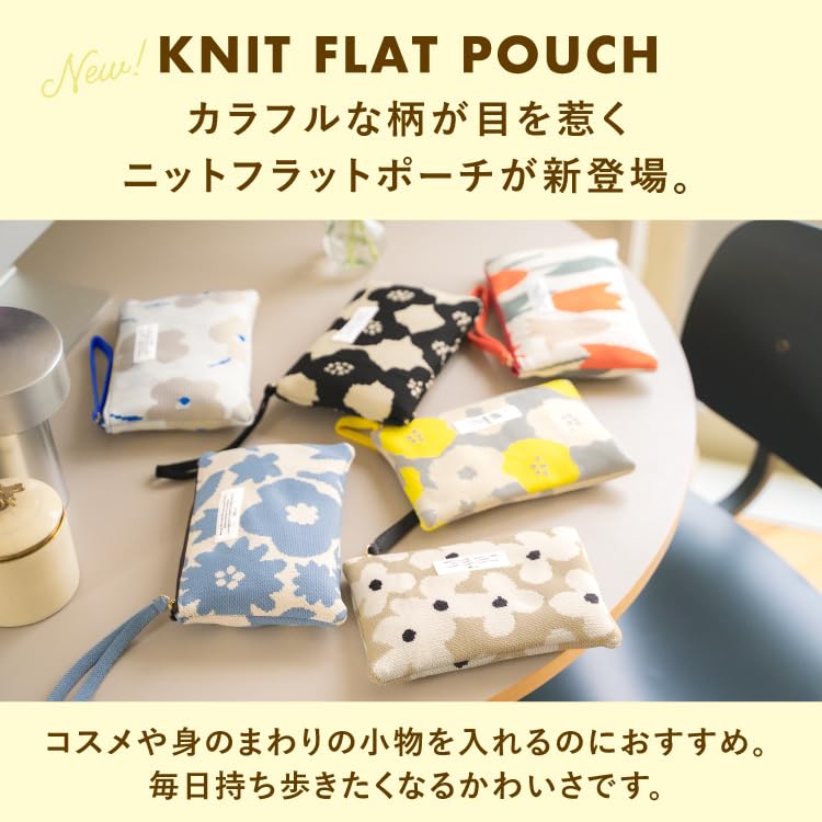 Patterns Knitted Flat Pouch Flower and Bird Blue Machine Washable Floral Pattern Stylish Cute Cosmetic Pouch Small Item Case Commuting to Work or