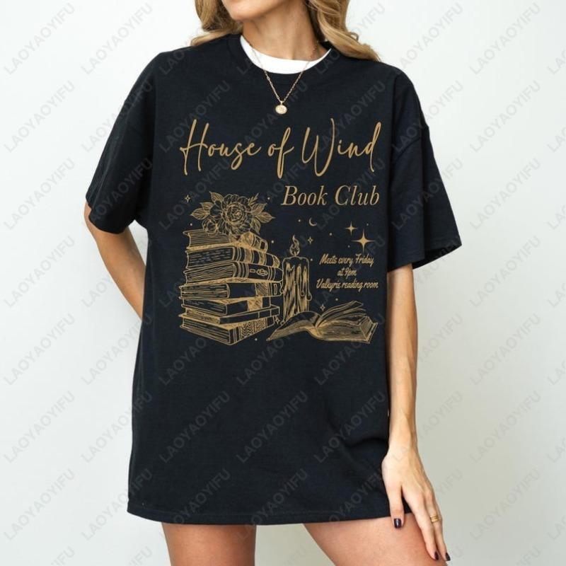 Книжный клуб  Дом Ветра  Книга  Двор шипов и роз  ACOTAR Ночной двор Хлопковые футболки Подарок книголюбу Искусство библиотекаря Топы с круглым вырезом S