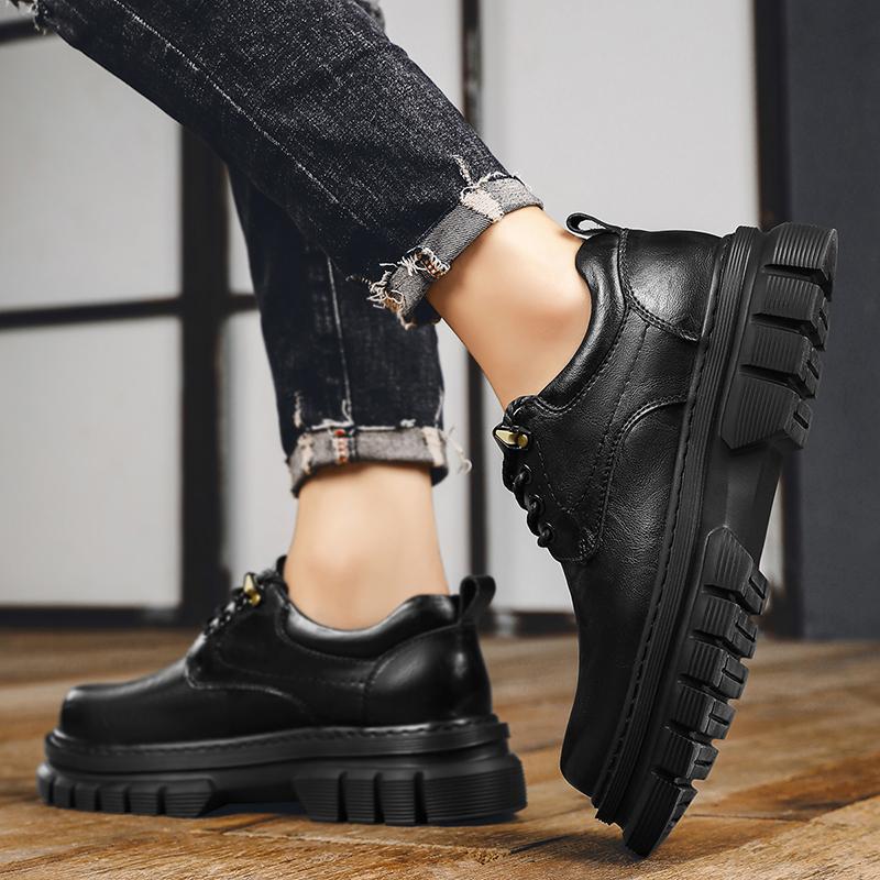 Pantofi Casual Bărbați din Piele Naturală la Modă cu Talpă Groasă, Pantofi Oxford Clasici de Afaceri pentru Bărbați, Încălțăminte de Club, Pantofi Noi pentru Bărbați cu Șireturi