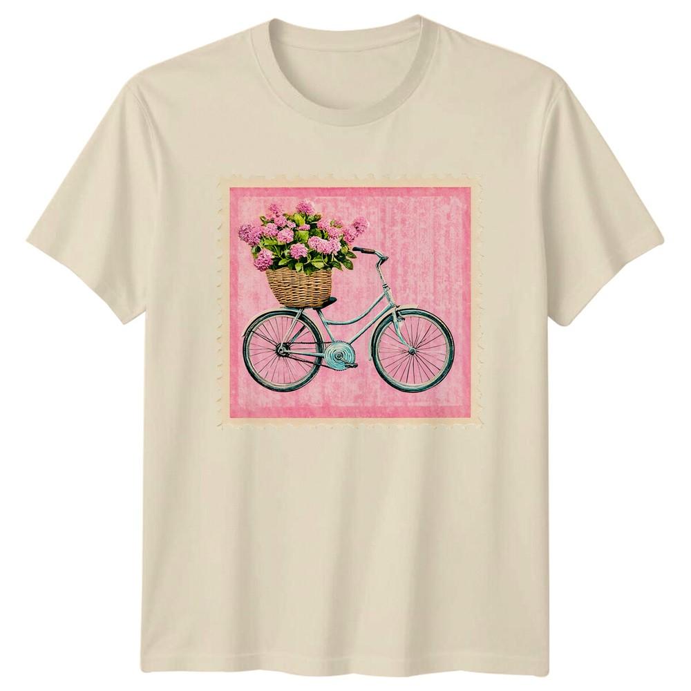 Bicycle With Hydrangeas Cycling Hobbies Unisexs TShirt Unisexs Tee Graphic