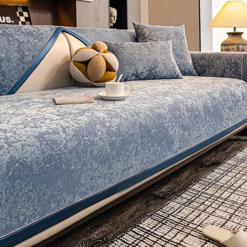 Jacquard Chenille Sofa Cover Mat Four Seasons Universal Non-Slip Couch Slipcovers L-shaped Sofa Towel Protector for Living Room