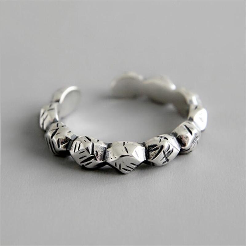

Fashion Personality Irregular Face Wave 925 Sterling Silver Jewelry Retro Old Rock Texture Exquisite Opening Rings TYB493 серебряный
