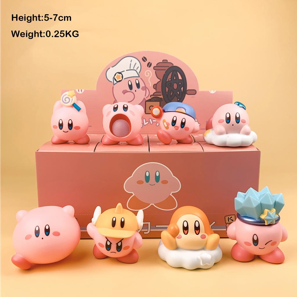 Kawaii Kirby Sets Action Figure Cartoon Pink Ball Beach Party Anime Model Game Garage Kit Toys Doll Ornament For Kids Gift