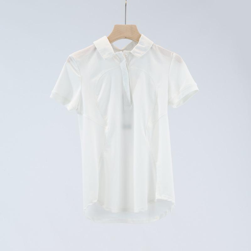 Women's Quick-Dry Polo Shirt - Breathable Moisture-Wicking Knit for Yoga & Fitness