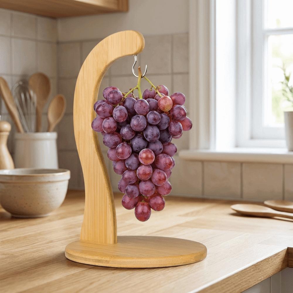 Porte-bananes créatif en bois Garde les bananes fraîches Gain de place Porte-fruits vertical avec crochet Lisse Accrochage Support de cuisine
