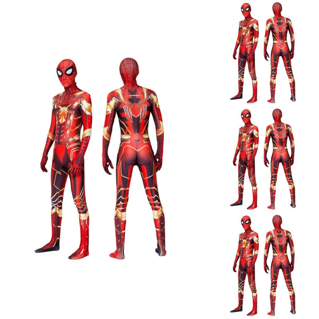 Marvel Steel Spider-man Cosplay Costume Full Body Outfit With Hood