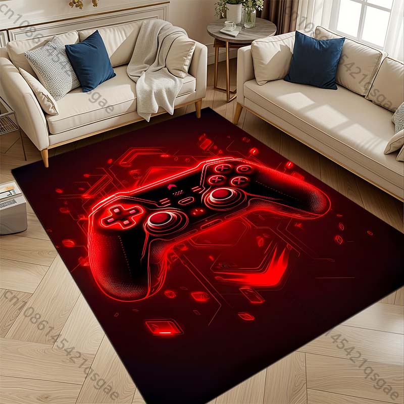 Multiple sizes Glowing red gaming controller Carpet for Living Room Bedroom Sofa Home Decor Rus Non-slip Floor Mat Luxury Gift