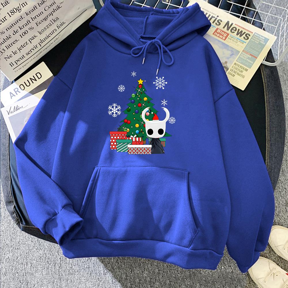 Hollow Knight Christmas Tree Graphic Clothes Autumn/winter Fleece O-neck Pullovers Comfortable Casual Sweatshirt Anime Hoodies